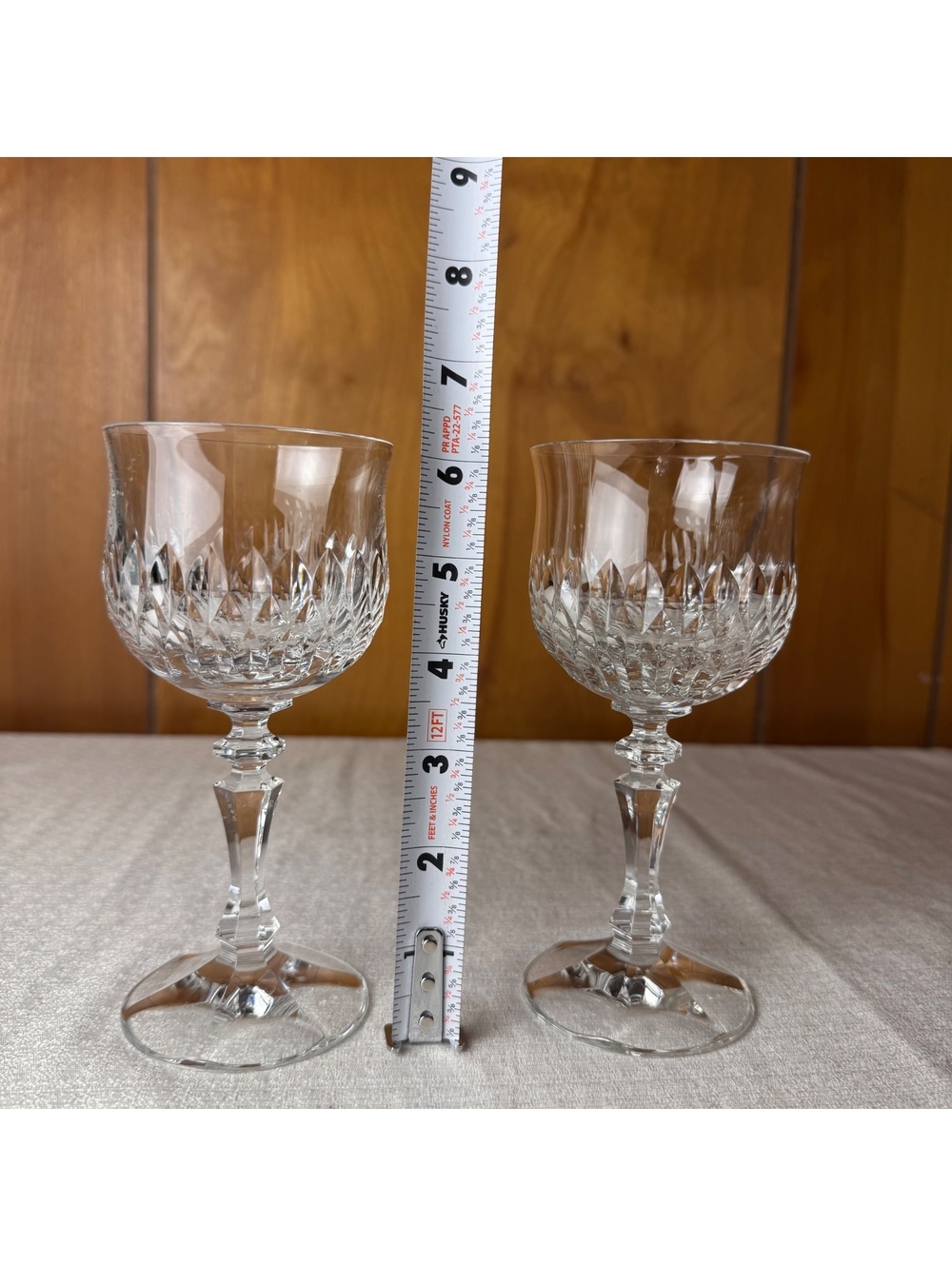 Vintage Crystal Wine Glasses Set of 2 Cut Crystal Goblets Elegant Stemware - Picture 6 of 7